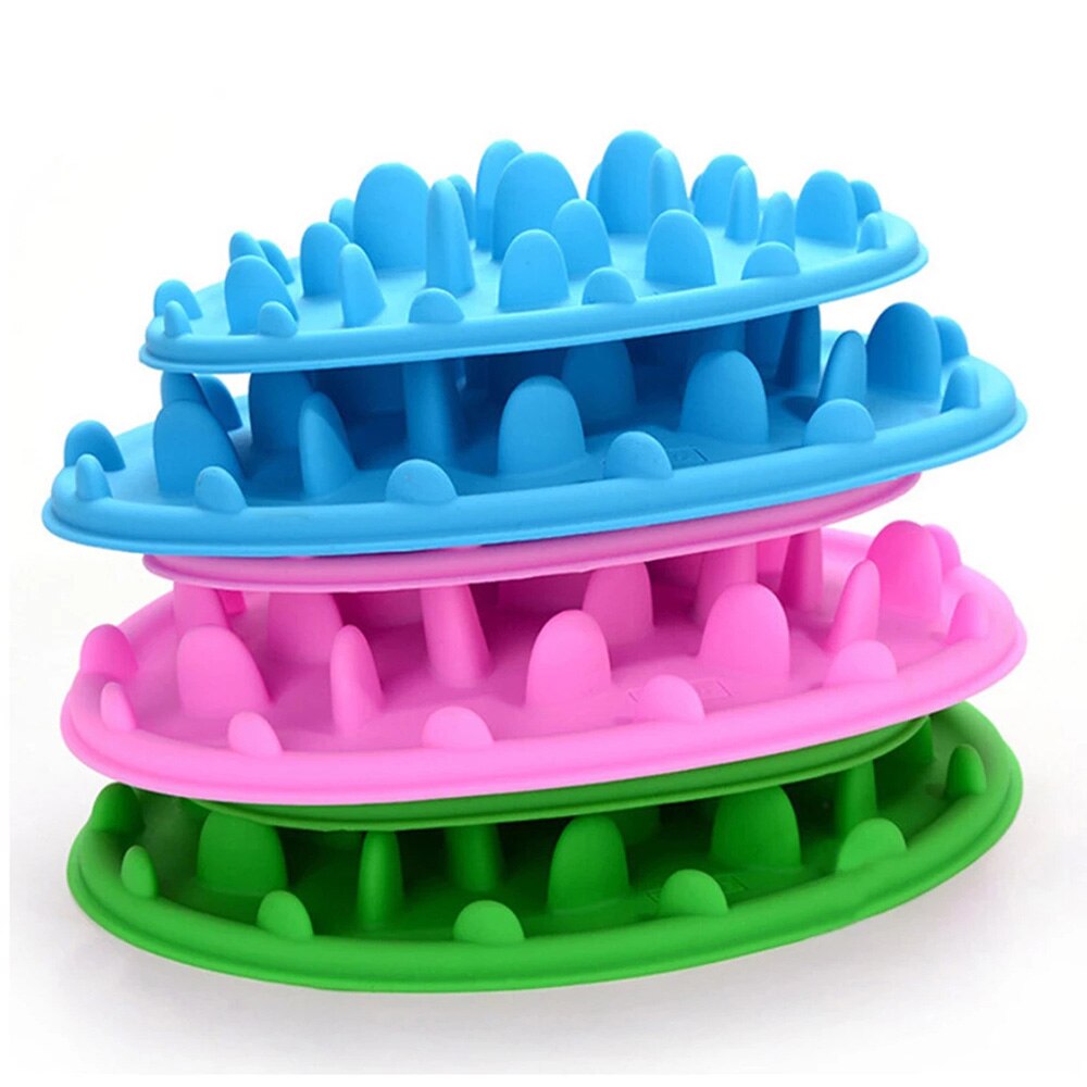 Pet Dog Feeding Food Dish Bowl Slow Feeder Puzzle Anti-Choke Silicone Puppy Slow Eating Feeder Dish for Small Medium dogs Cats