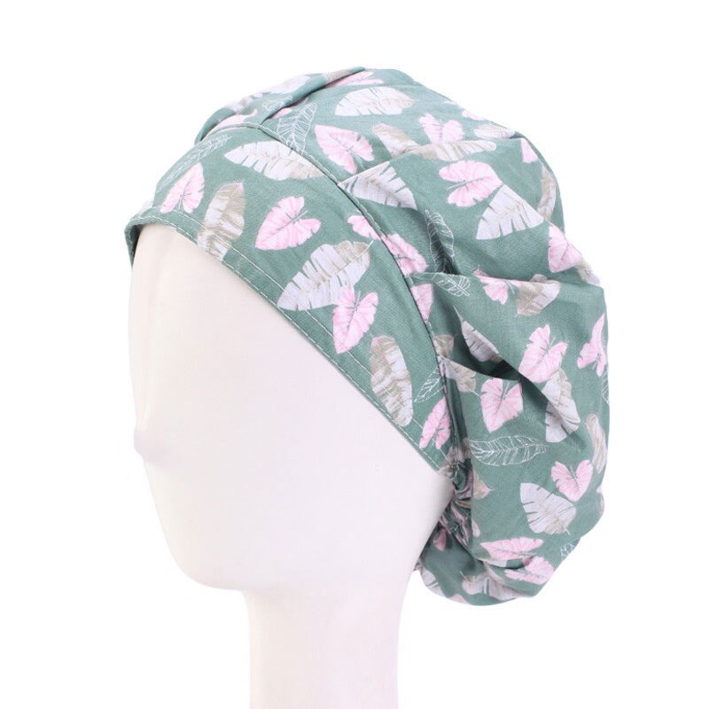 Scrubmutsen voor vrouwen, haarbedekking, bloemenprint, verstelbare zweetband, bouffantmutsen, katoenen hoeden, herbruikbare werkkleding, hoofddeksels: Groente