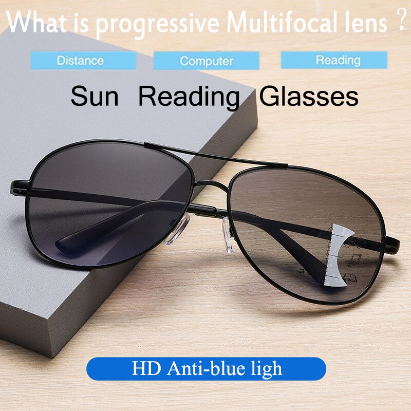 Progressiiviset monitehoiset aurinkolukulasit miesten smart zoom anti-blue light anti-uv ulkoilulasit täysikokoiset jousisarana
