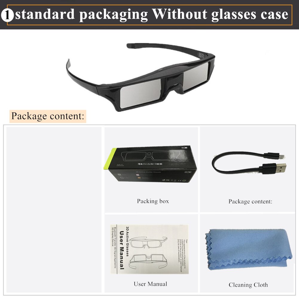 ! Obturador 3D de con Bluetooth, gafas activas para Samsung/Panasonic para Sony 3DTV, lentes universales para TV 3D: NO glasses case