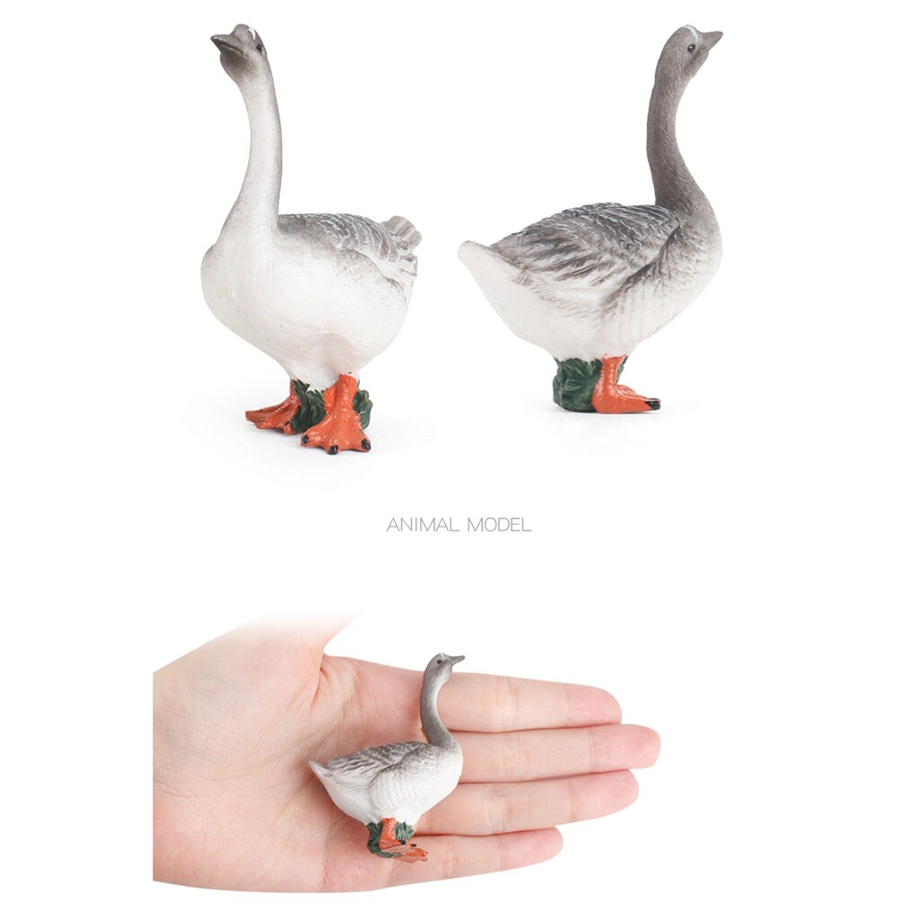 Set of 4 Rooster Duck Goose Farm Animal Model Set Miniatures Statue Toys
