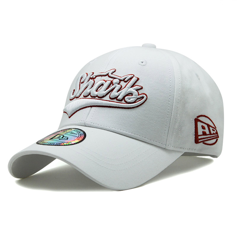 Bomuld 3d bogstaver broderi baseball cap mænd og kvinder udendørs sport golf caps fritid trucker hat personlighed hip hop hatte: Hvid