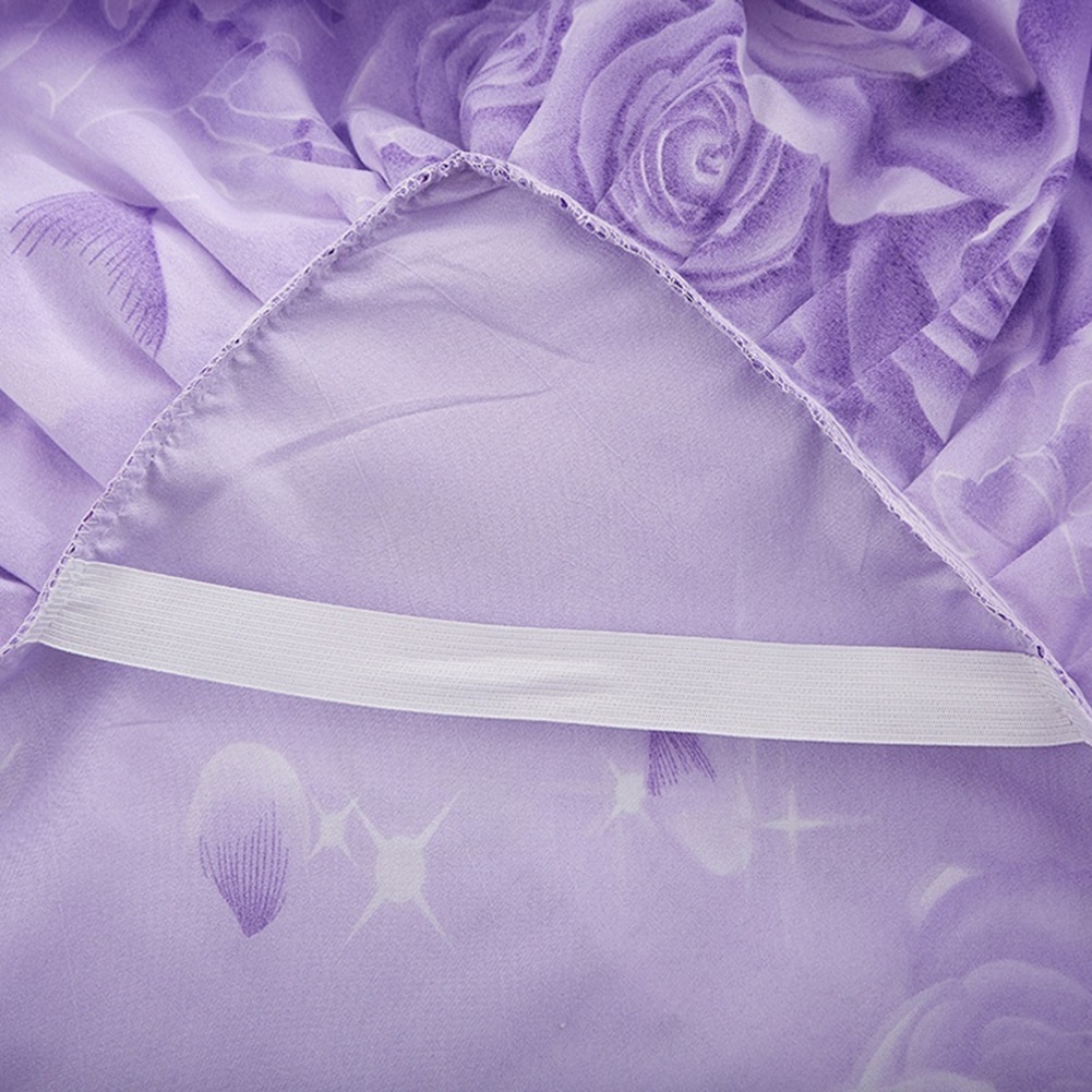 Nordiskt romantiskt blommönster polyester volang sängkläder säng kjol drottning säng täcker sängkläder lakan hem rum inredning