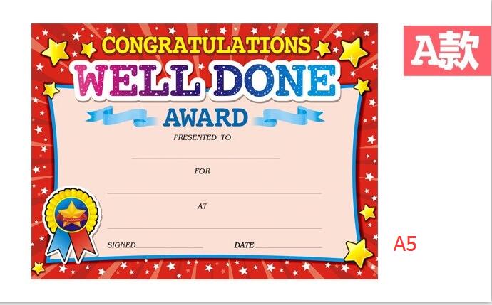 Récompense de certificat en anglais de , 50 pièces, fournitures d'enseignement, récompenses pour étudiants, papier de certificat de formation en anglais: A Style A5 50PCS