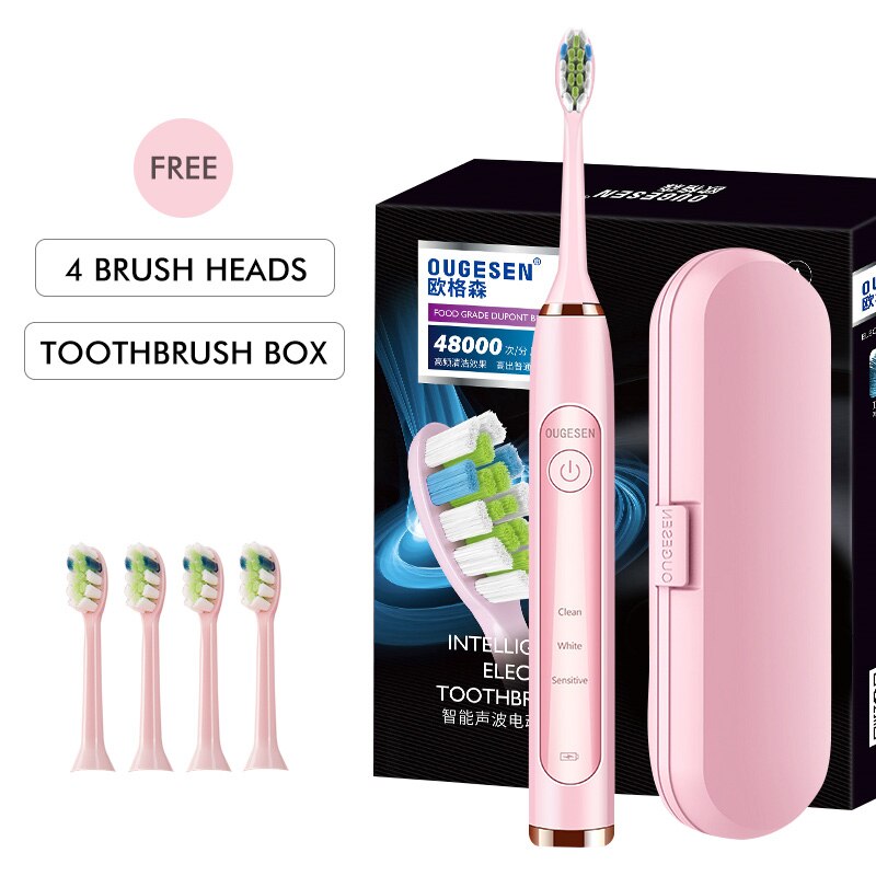 OUGESEN Electric Sonic Toothbrush OGS-9600 Wireless Induction Rechargeable Adult Waterproof Electronic Toothbrush 4 Replacement: OGS-9600-4
