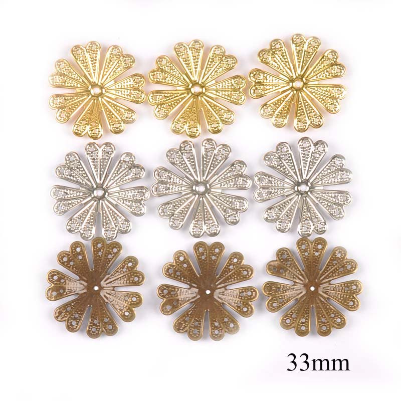 40mm guld / sølv / bronze antikke blomster indpakker filigran stik til smykker metal håndværk udsmykning scrapbog indretning  yk0762-2: 2 bland