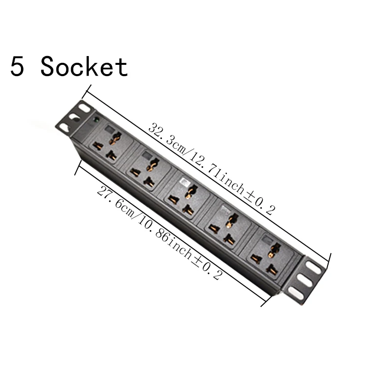 1U Rack Mount PDU Power Distribution Unit with 2/3/4/5/6/7/8/9/10 Ways Universal Sockets NO Switch Led 3500W 2M