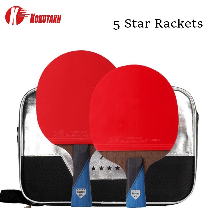 Raqueta de tenis de mesa con certificación ITTF, 2 uds, KOKUTAKU X4 X5 X6, raqueta de Ping Pong, pala de carbono, espinillas de goma