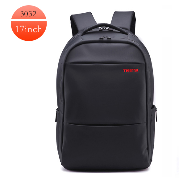 Tigernu-mochila a prueba de salpicaduras para hombre, mochila de negocios para ordenador, informal, bolsa impermeable para ordenador portátil: Black 3032 17inch