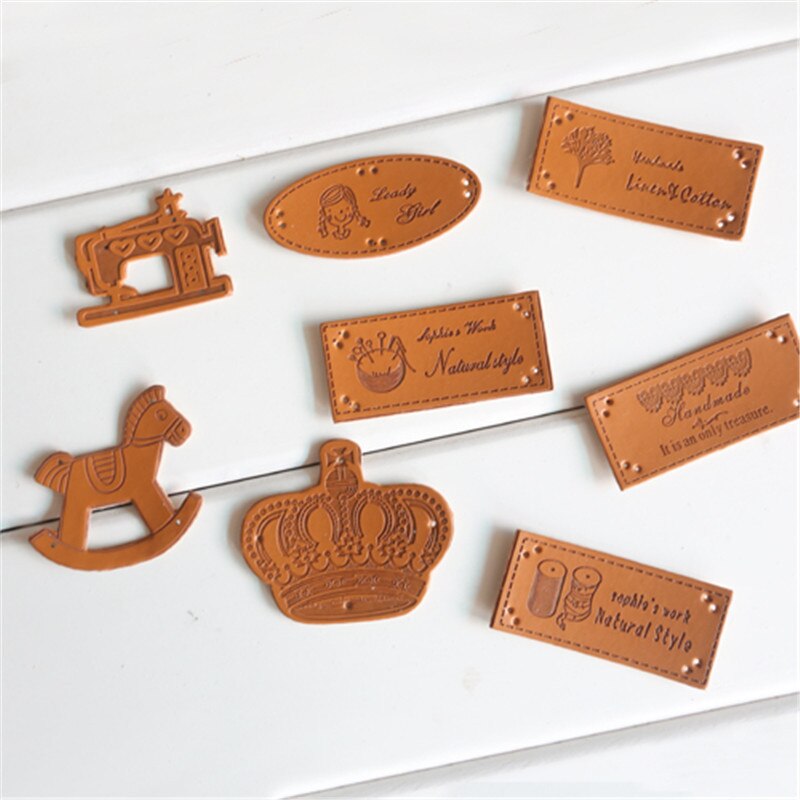8 stijlen leren label 100 stuks/set handgemaakte patchwork diy naailabel stoffen kledinglabel