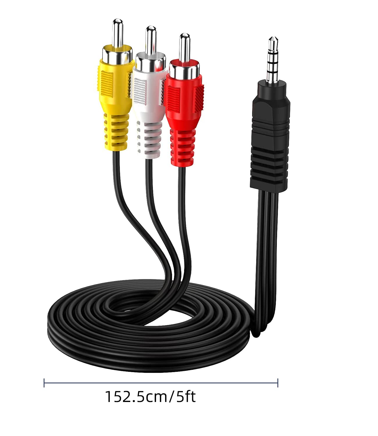 Cavo di uscita audio video AV da 4 poli da 3,5 mm a 3RCA, cavo da 1/8" TRRS a 3 RCA maschio per videocamera set-top box TV: Default Title