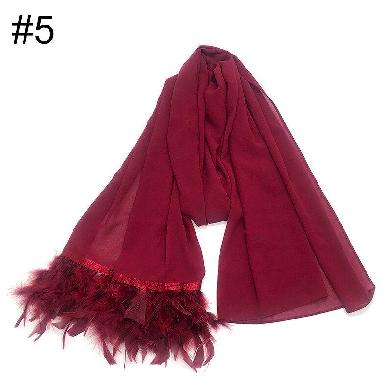 Écharpe plume en mousseline de soie, hijab, écharpe à bulle simple, écharpe populaire, châle musulman, turban, 190x70cm,: 5