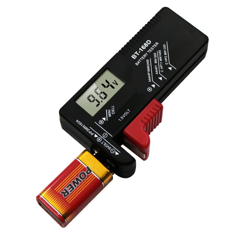 Digital Battery Tester Voltmeter AA/AAA/C/D/9V/1.5V Batteries Button Battery Volt Tester LCD Display Battery Diagnostic Tool