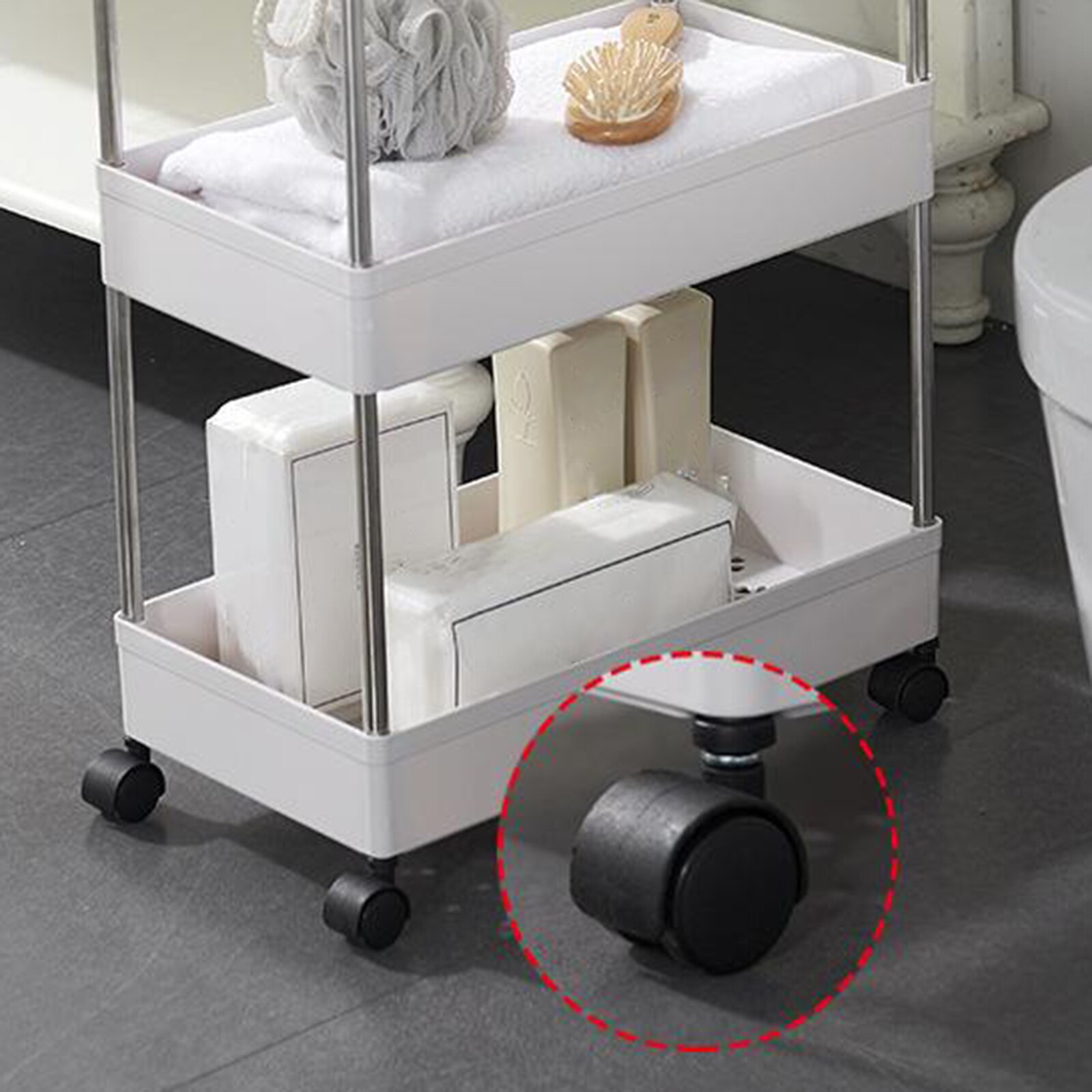 Trolley kitchen rack with wheel mobile floor storage shelf multi-layer bathroom