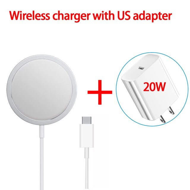 Magnetische 15W Drahtlose Ladegerät Für iPhone 12 Pro Max Mini Für Magsafe Schnelle Lade Schnell PD 20W UNS UK EU Stecker Drahtlose Ladegerät: Wireles with US Plug