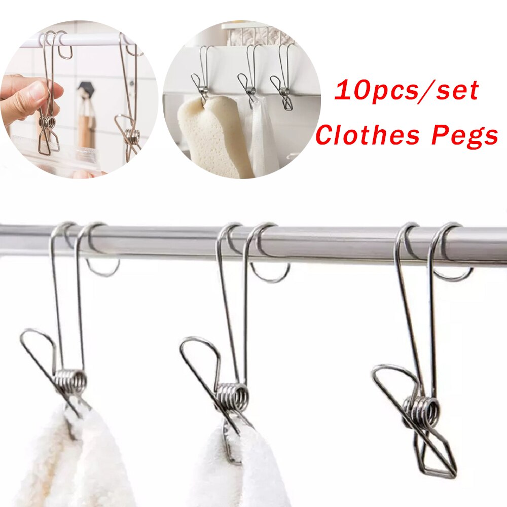10 ks prenosné nerezové štipce na bielizeň viacúčelová spona na uteráky cestovné štipce na bielizeň pohľadnice obrázková svorka office