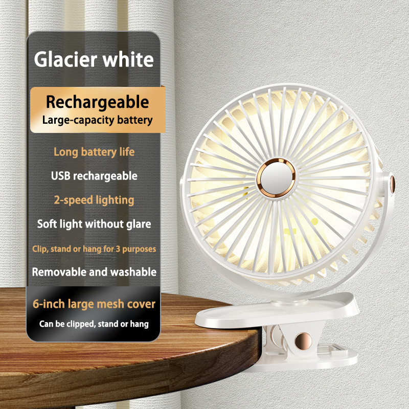 Xiaomi-ventilador con Clip de 8000mAh, circulador de aire portátil de escritorio recargable silencioso de 5 velocidades, ventilador inalámbrico con luz LED para acampar y hogar: Morado