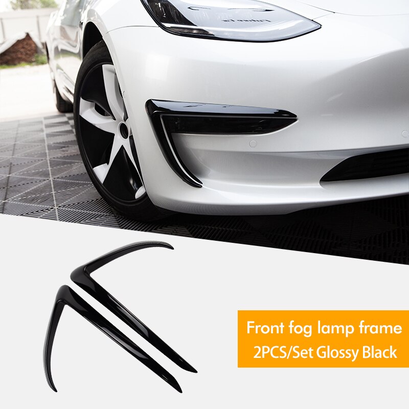 Heenvn framklinga för tesla modell 3 tillbehör abs kolfiber svart vit biltillbehör modell 3 modell tre: Svart