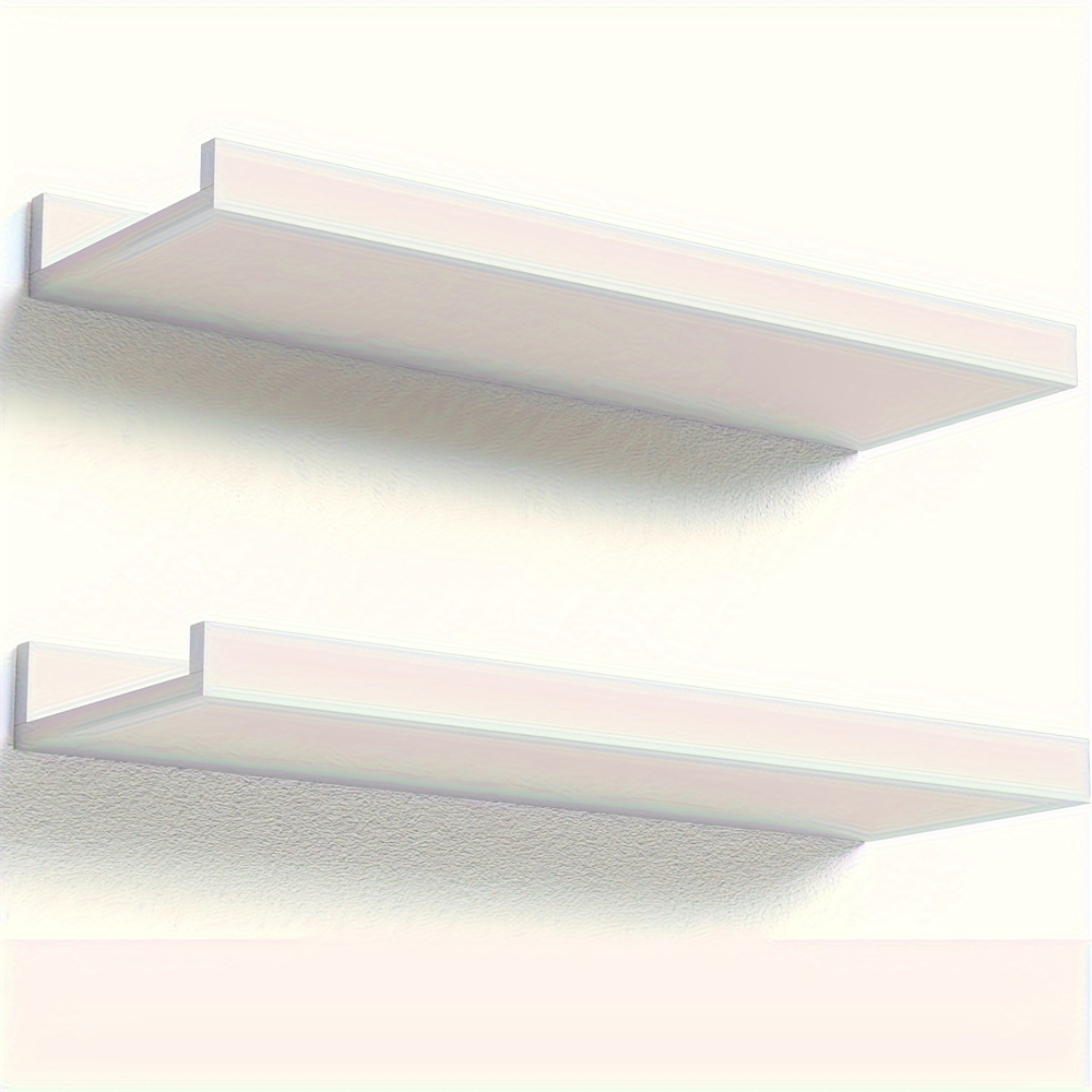 Mensole sospese in legno per parete Set di 2 mensole per esposizione a parete per decorazioni per il soggiorno, con ripiano per camera da letto a labbro: BIANCO