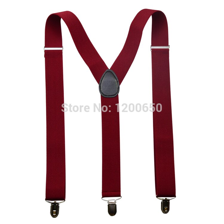 120cm Men's Unisex Clip-on Braces Elastic 3.5cm Wide wine red larger Suspenders Y-back Suspender & Retail