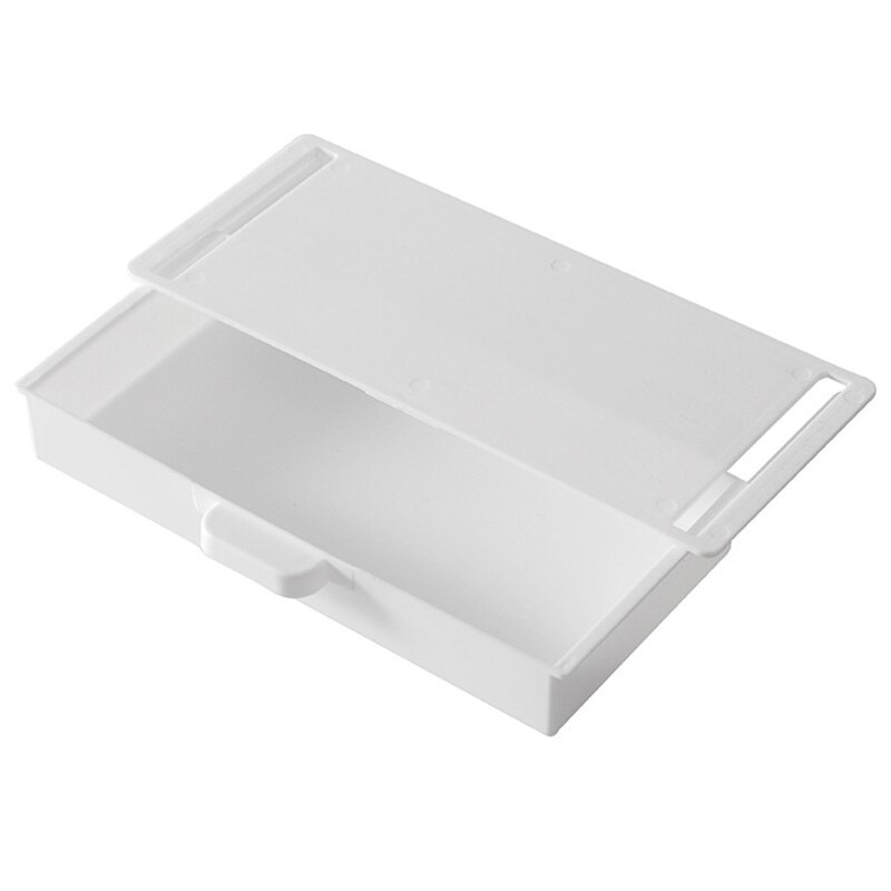 Under Desk Drawer Organizer Hidden Desktop Storage Box for Office Pen Holder Adhesive Kitchen Knife Fork Storage Tray S24 21: white