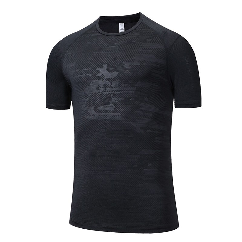 Märke sportskjorta män fitness crossfit sommartröjor andas homme gym t-shirt o-ringad kortärmad bodybuilding träning cl: Svart / M