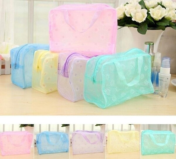 Bloemenprint Transparante Waterproof Make-Up Cosmetische Bag Travel Wash Tandenborstel Pouch Toilettas Organizer Bag