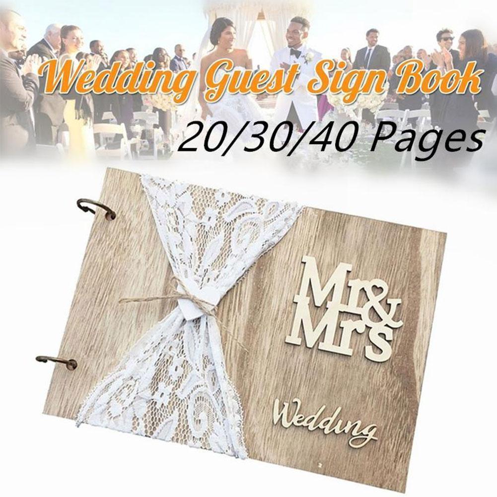 1Pc Wedding Signature Book Wooden Guest Sign-in Book MR&amp;MRS DIY Photo Decoration Wedding Book Memories Wedding Book Guest M3F8