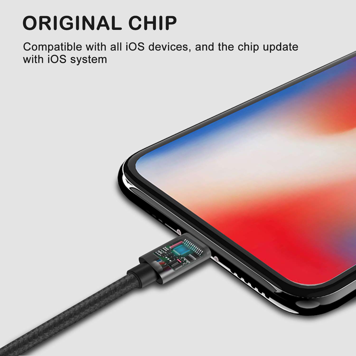 Typ C zu Blitz Kabel Schnelle Ladung 2,4 EINE Daten Kabel Nylon Geflochtene Schwarz 1M Kompatibel mit iPhone iPad verwenden mit Typ C Ladegerät