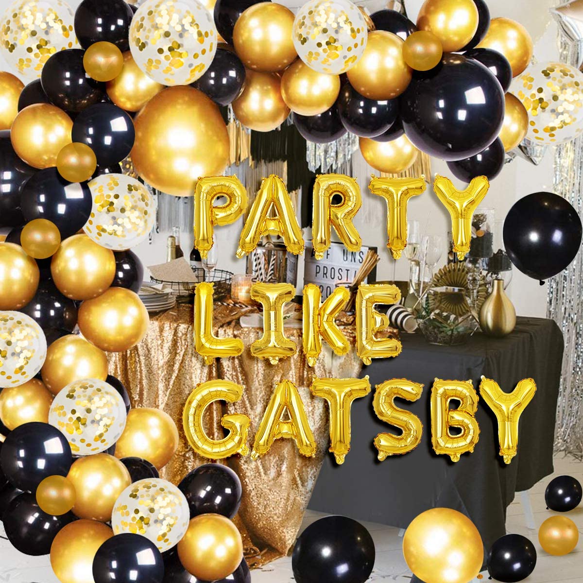 Great Gatsby Party Decorations Party Like Gatsby Balloons Black Gold Balloon Garland Arch Kit Roaring 20s Party Decorations