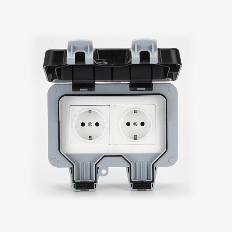 ! IP66 Outdoor Waterproof Socket Bathroom Wall Splash-proof Outdoor Rainproof Socket European Standard (European Standard)