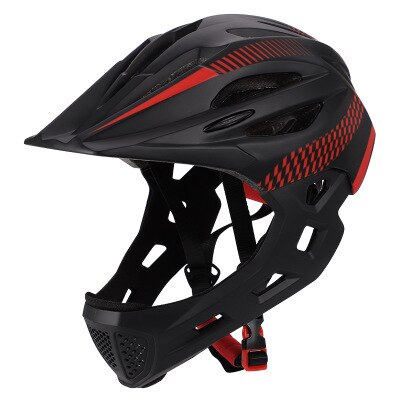 LED Kinder gelände Volles Gesicht Mountainbike Helm Balance Sport Downhill Radfahren Helm Cascos Ciclismo Fit für 3 -10 jahre Kinder: black red