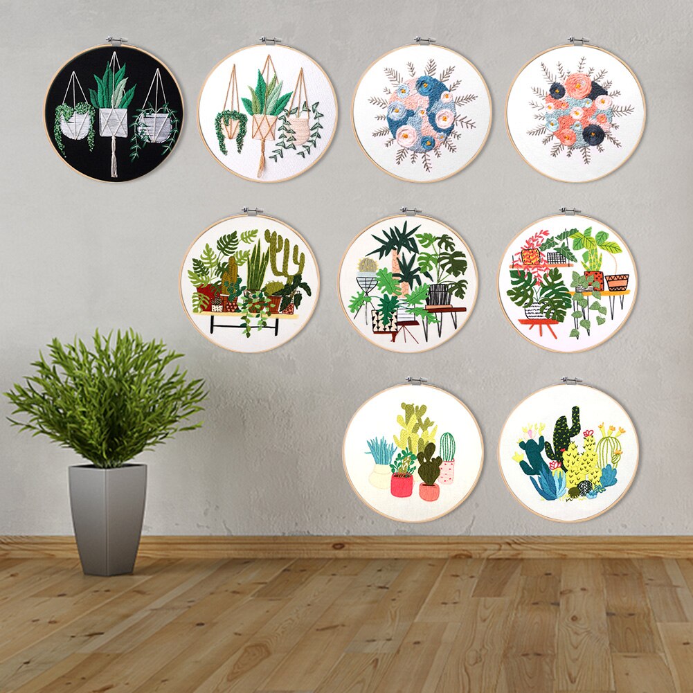 Europe DIY Ribbon Flowers Embroidery Set with Frame for Beginner Needlework Kits Cross Stitch Series Arts Crafts Sewing Decor