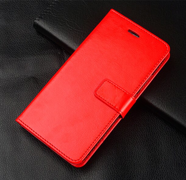 Case Voor Zte Blade A7s Premium Pu Leather Wallet Flip Shockproof Cover Voor Zte Blade A7s 6.5Inch couqe: Red