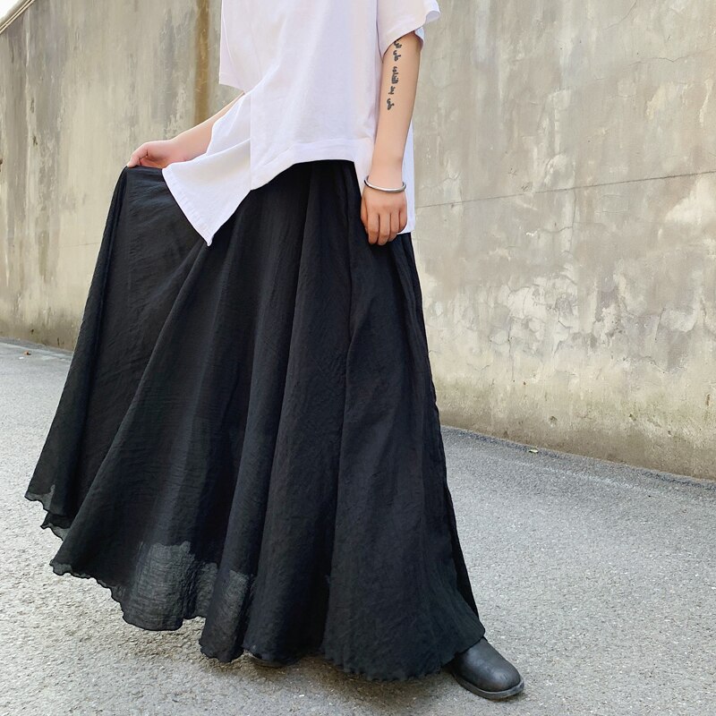 Pantalones de falda larga informales para hombre, ropa de calle Punk gótica, harén, ropa para amantes, color negro oscuro, japonés, novedad de verano de