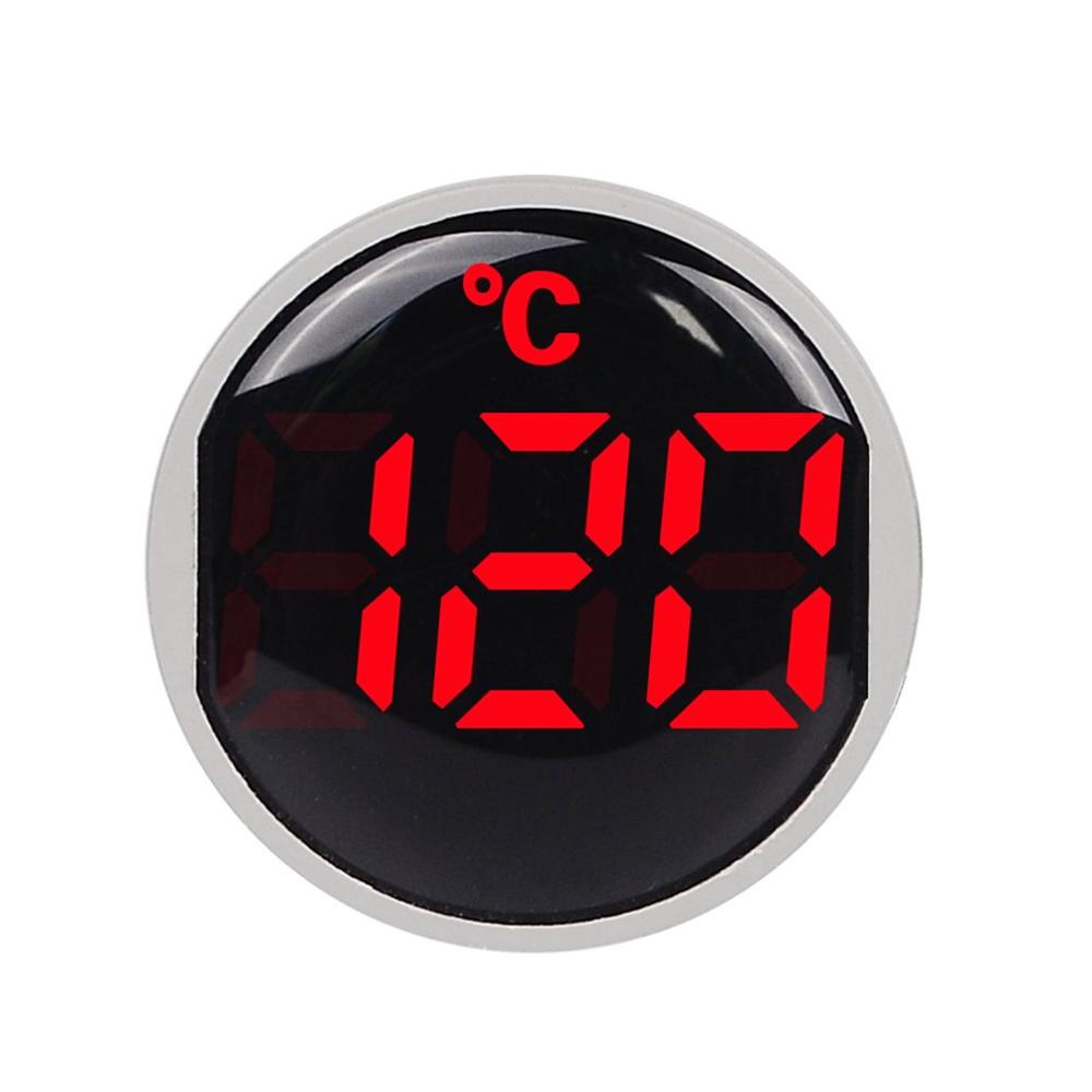 22Mm Ronde Kleine Mini Led Licht Display Thermometer Digitale Temperatuur Meter Indicator Ac 50-380V 220V -20-120'c: RED