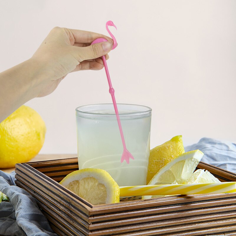 Agitateur de boissons en plastique, 6 pièces, pour fête d'été, fête tropicale, décoration de fête hawaïenne, flamand rose, agitateur de boissons, café