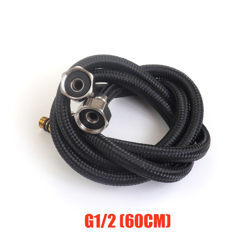 Tuyau Flexible en Nylon noir pour robinet de cuisine et plomberie, mélangeur d'eau chaude et froide, accessoires de salle de bains, 3/8 "Manguera1/2": 60CM