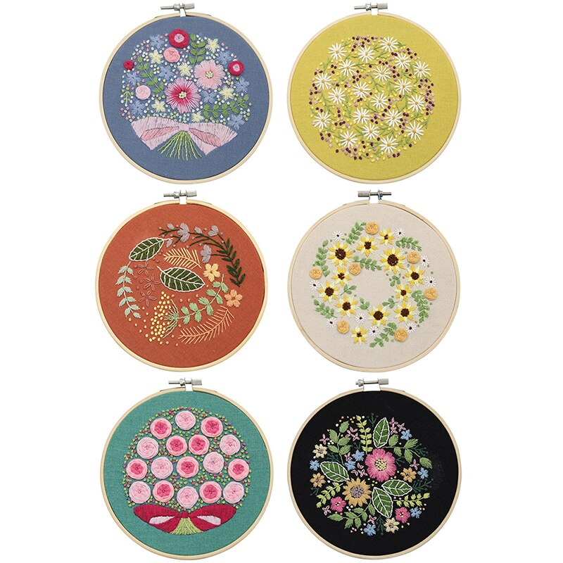 DIY Embroidery Plants Cherry Tree Handwork Needlework for Beginner Cross Stitch Kit Ribbon Painting Embroidery Hoop Home Decor