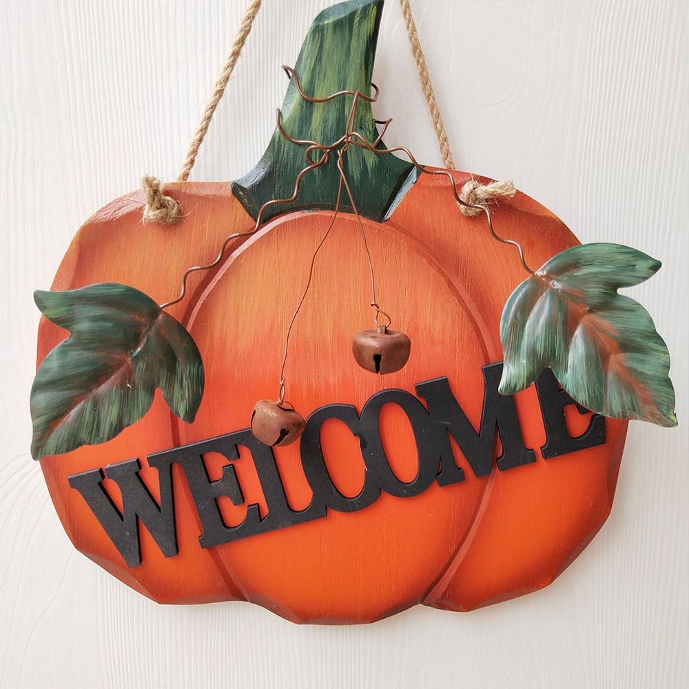 Wanddecoratie Houten Welkomstbord - Pompoen Rustiek Herfst Huis Sieraad