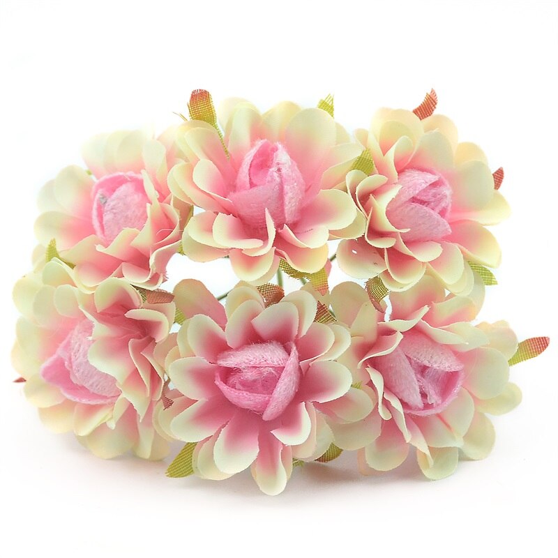 Bouquet de pavot en imitation soie artificielle, 6 pièces, bon marché, décoration de mariage, de noël à domicile, couronne à faire soi-même, application artisanale: Pink