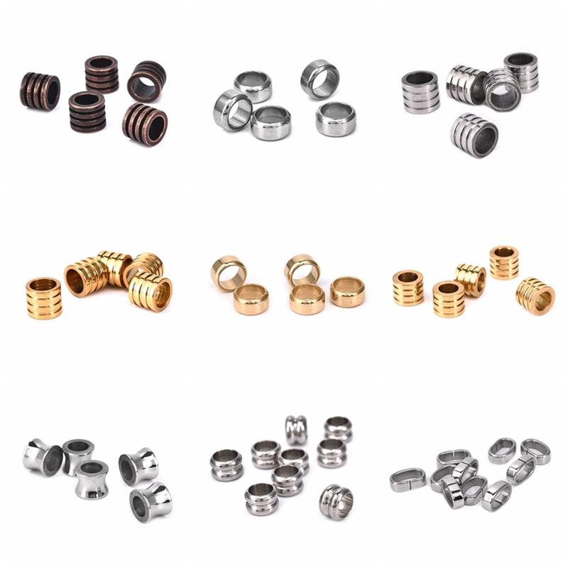 10 stück edelstahl metall Abstandshalter Rohr perlen Reize Schieberegler großes See 6mm 8mm für männer schmuckherstellung diy lederband Armbinde