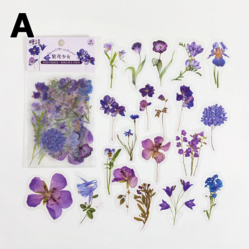 40 stk/pose plante naturlig blomst serie dekorativ dagbog klistermærke scrapbog planlægger dekorativt brevpapir klistermærke til håndkonto: 01