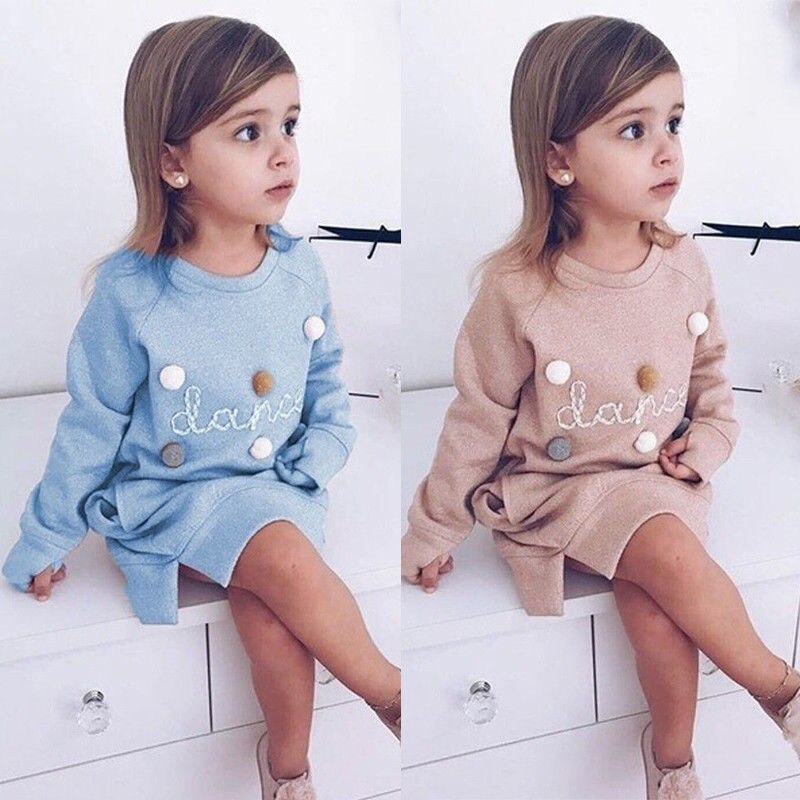 Taapero lapset vauvat tytöt lämmin mekko syksy talvi pehmo pallo pitkähihainen mini striima mekot pikkutyttöjen prinsessa mekot