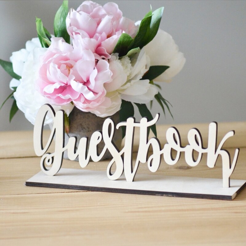 Cute Wooden Guestbook Sign Wedding Decor Freestanding Sign Decoration DIY