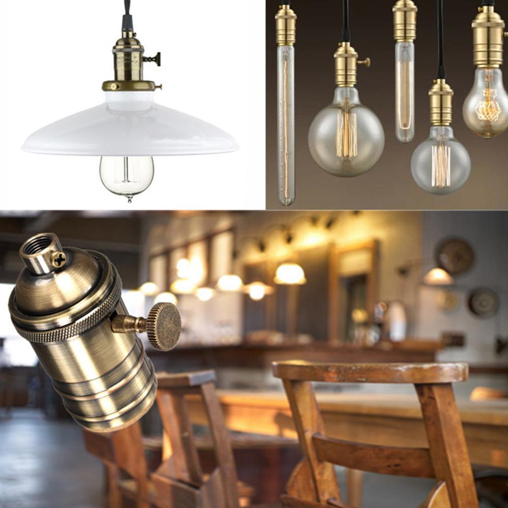 E27 E26 Vintage Retro Edison Lamp Houder Met Knop Schakelaar Pull-Keten Schakelaar Hanglamp Socket Ul 250 Lamp base