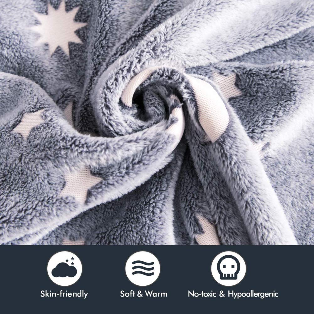 Luminous Warm Flannel Blankets Night Fluorescent Geometric Print Sheet Sofa Throw Bedspread For Children'S Nap Throw Blankets