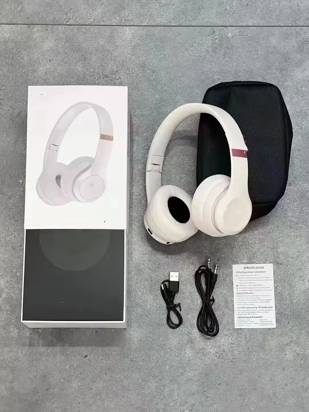 Solo 4 kabellos-Kopfhörer-Headset-Kopfhörer mit Geräuschunterdrückung, Audio--Kopfhörer, Studio-3-Kopfhörer: Weiß