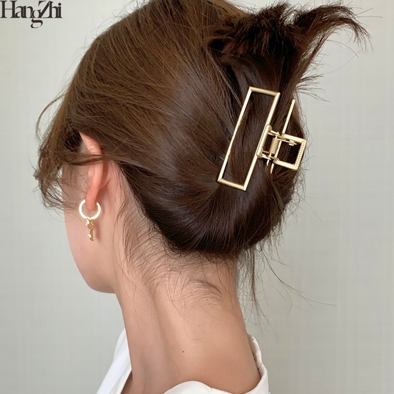 Hangzhi Geometrische Hollow Haar Klauw Klemmen Goud Kleur Metalen Make Hair Krab Ster Shell Vorm Haar Clip Haar accessoires