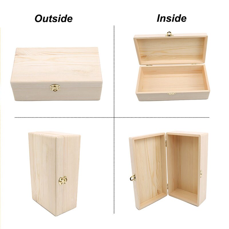 Wooden Home Storage Box Log Color Scotch Pine Rectangular Flip Solid Wood Box Handmade Craft Jewelry Case